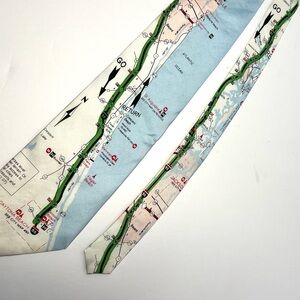 AAA Florida Interstate 95 Map Print Silk Tie in Light Blue & Green